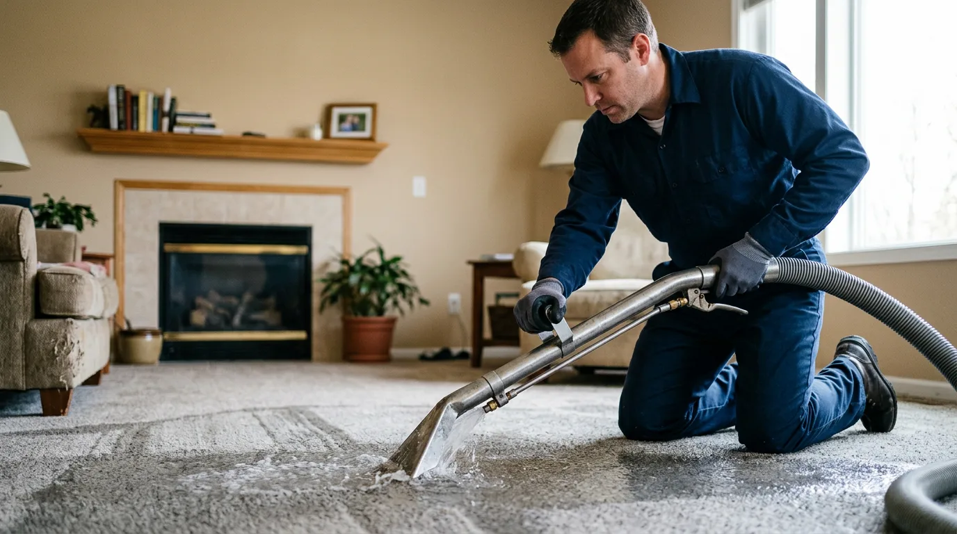 Water damage restoration technician working near What Cheer, IA